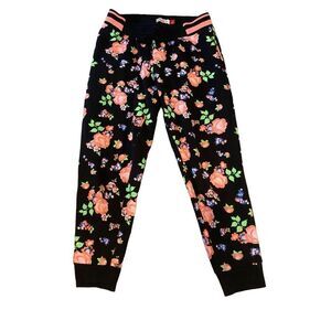 SO Floral Fleece Lined Joggers Comfort Casual Lounge Everyday School